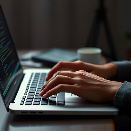 Hands typing on a laptop, illustrating a Web Development course.